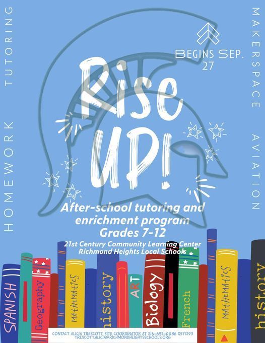 Rise Up! After School tutoring and enrichment program grades 7-12 graphic