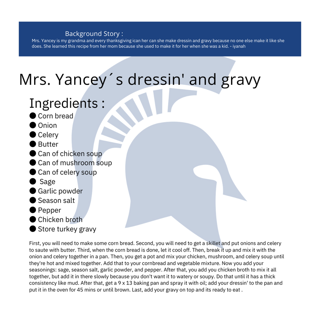 Mrs. Yancey's Dressin' and Gravy Recipe Graphic