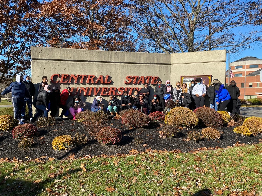 Students in front of the Central State University sign