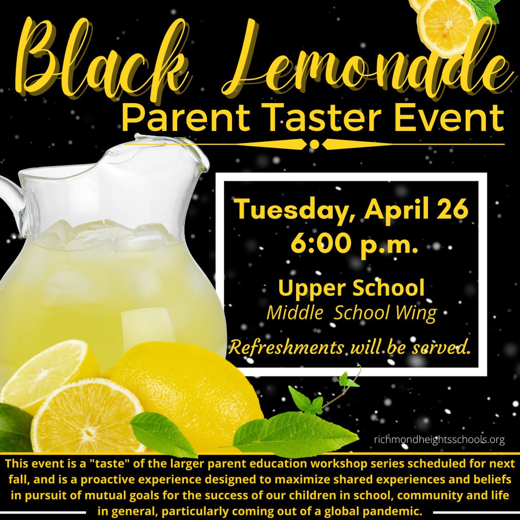 Black Lemonade - Parent Taster Event - Tuesday, April 26 6:00pm