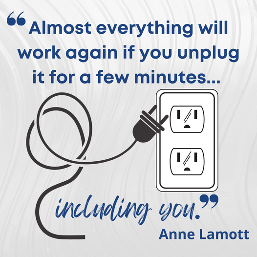 Almost everything will work again if you unplug it for a few minutes... including you" - Anne Lamott