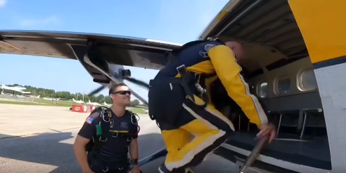 Mr. Patty climbing into a plane for his skydive!